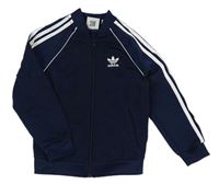 Tmavomodrá sportovní propínací mikina s logem Adidas