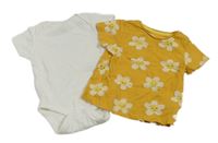 2set - Bílé body + hořčicové květované tričko