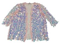 Ružový sieťovaný cardigan s flitrami Primark