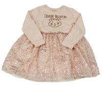 Růžové teplákovo/tylové šaty s Blush George