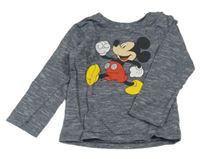 Tmavomodré pruhované tričko s Mickeym Disney