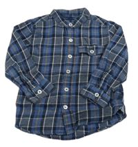 Tmavomodro-bílo-hnědá kostkovaná košile Next