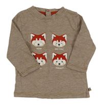 Hnedé pruhované tričko s liškami Obaibi