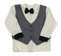 Bílo-vzorované triko se saktem a motýlkem