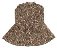 Čierno-červeno-zelené kvetované šaty Shein