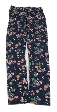 Tmavomodré květované legíny