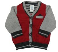 Červeno-sivý prepínaci sveter C&A