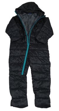 Černá melírovaná šusťáková zateplená kombinéza s kapucí Lupilu