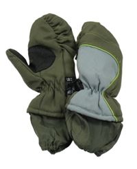 Khaki-modrošedé šusťákové zimní palcové funkční rukavice