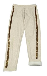 Béžové melírované zateplené legíny s flitry C&A