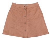 Starorůžová semišová propínací sukně Garcia