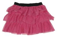 Tmavorůžová třpytivá tylová vrsvená sukně George