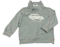 Sivá mikina s autom a komínovým golierom Topolino