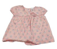 Růžová puntíkatá halenka s květinami C&A