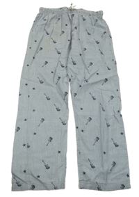 Modré melírované ľahké nohavice s kytarami Zara