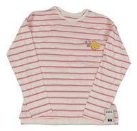 Nové - Bielo-ružové pruhované tričko s banány Dunnes