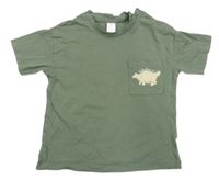 Khaki tričko s kapsou s dinosaurem H&M