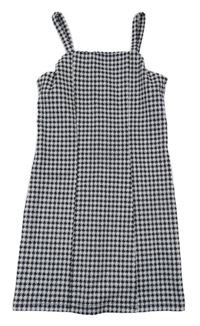 Svetlošedá -čierne trblietavé kockované šaty Primark