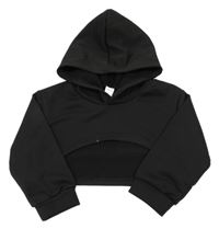 Čierna crop mikina s kapucňou Shein
