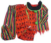 Kockovaným - 2set - Červeno-zelené tričko s bambulkami + kalhoty - kašpárek George
