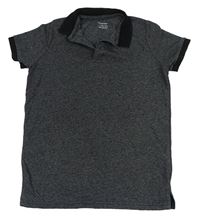 Tmavošedé žebrované polo tričko Primark