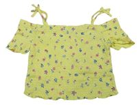 Žltý kvetovaný žabičkový crop top George