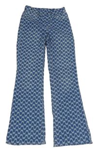 Modré vzorované flare džegíny s motýlky H&M