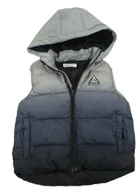 Šedo-tmavošedá ombré šusťáková zateplená vesta s kapucí H&M