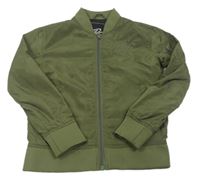 Khaki šusťákový podzimní bomber s výšivkou 