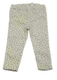 Smetanovo-šedé květované džegíny H&M