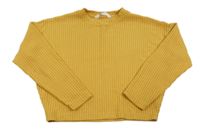 Okrové rebrované úpletové crop tričko H&M
