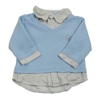 Modro-sivá mikina s golierikom