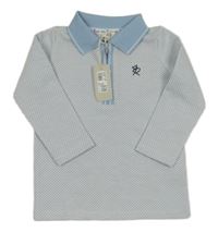 Nové - Bílo-světlemodré vzorované polo triko River Island