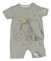 Nové - Sivý melírovaný kraťasový overal s Dumbem George