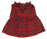 Červeno-farebné kockované šaty s volánikom Matalan