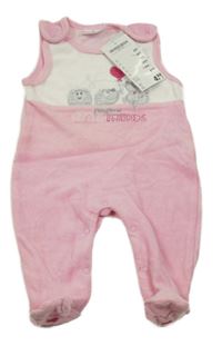 Nové - růžovo-bílé sametové dupačky s ježkami