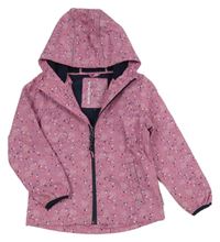 Růžová vzorovaná softshellová bunda se srdíčky a kapucí C&A