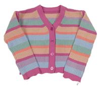 Ružovo-farebný pruhovaný prepínaci crop sveter Nutmeg