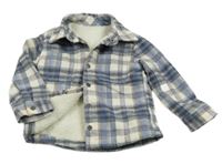 Modro-bílá kostkovaná zateplená košilová bunda F&F