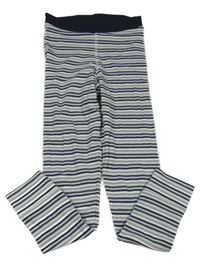 Tmavomodro-modro-béžové pruhované pyžamové kalhoty tcm