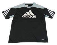 Černo-šedé sportovní funkční tričko s logem Adidas