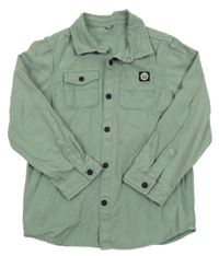 Zelená plátěná košile s nášivkou 