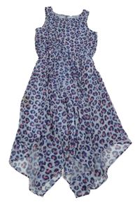 Modro-fialové leopardí šifonové šaty H&M
