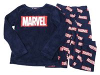 Tmavomodré chlupaté/fleecové pyžamo s Marvel Pep&Co