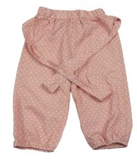 Růžové puntíkaté lehké kalhoty s páskem PatPat