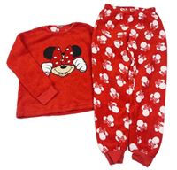 Červené chlpaté pyžama s Minnie Matalan