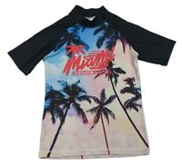 Černo-bílo-modré UV tričko s palmami Next