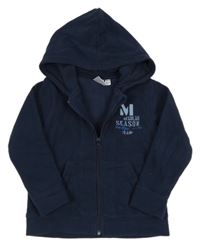 Tmavomodrá fleecová prepínaci mikina s nápisom a kapucňou Impidimpi