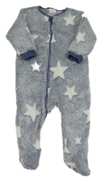 Tmavomodrý plyšový overal s hvězdami Next