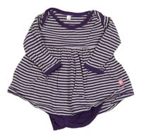 Filovo-bílé pruhované šaty s nápisem a všitým body